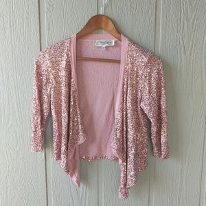 Pink Cardigan with Gold Sequins
